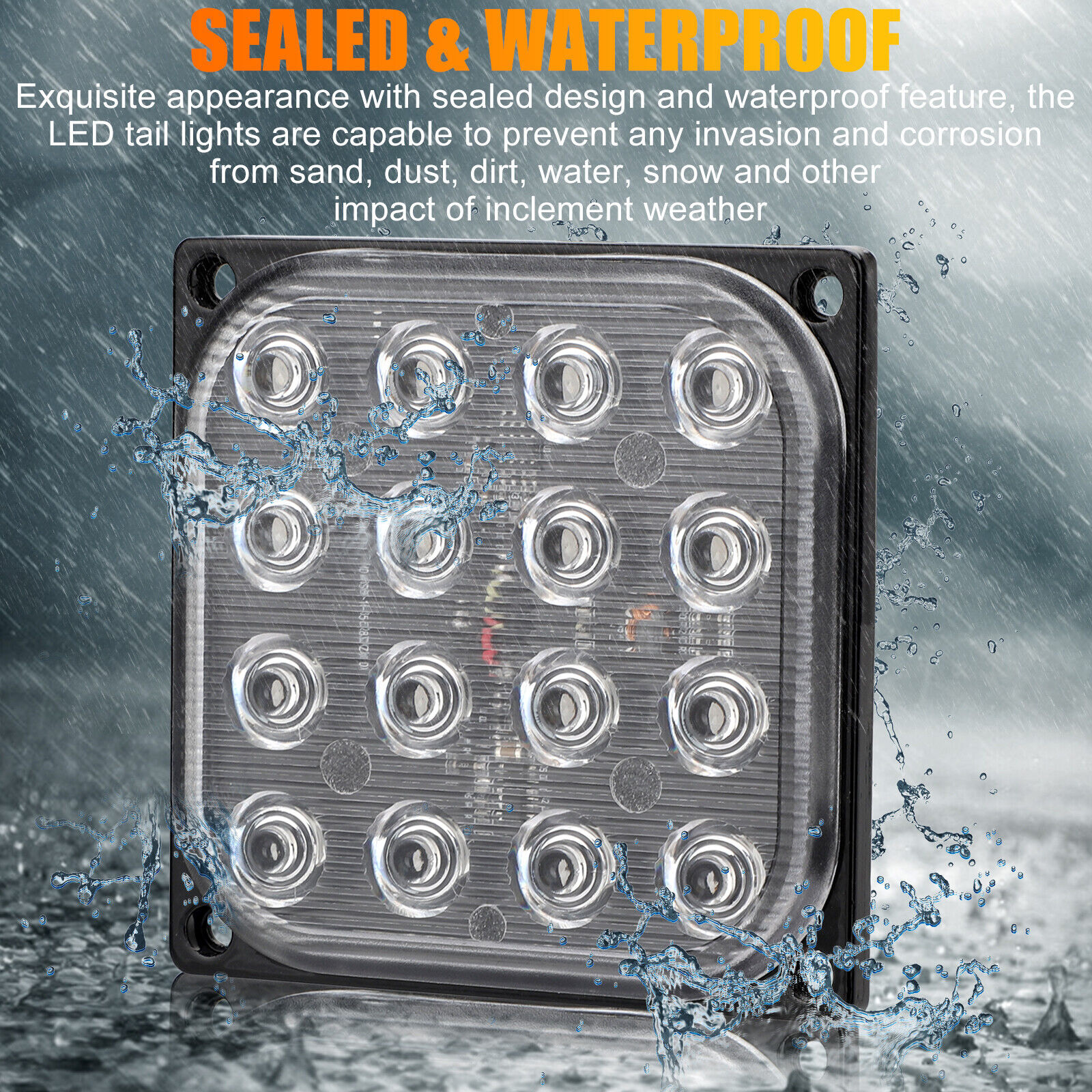 Universal Αδιάβροχο Φανάρι 16 SMD LED Ultra Bright Κόκκινο 48W 7000lm με 2 Λειτουργίες Φωτισμού 12/ 24V